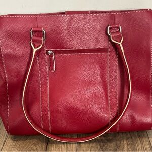 Wilson’s red leather tote/shoulder bag - leopard print interior!